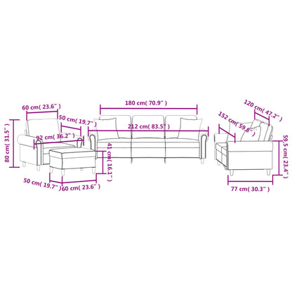 4-tlg. Sofagarnitur mit Kissen Dunkelgrau Samt