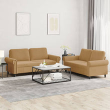 2-tlg. Sofagarnitur mit Kissen Braun Samt