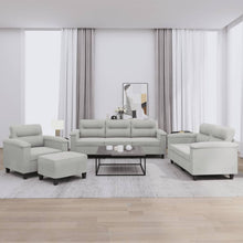 4-tlg. Sofagarnitur mit Kissen Hellgrau Mikrofasergewebe