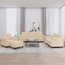 4-tlg. Sofagarnitur mit Kissen Creme Mikrofasergewebe