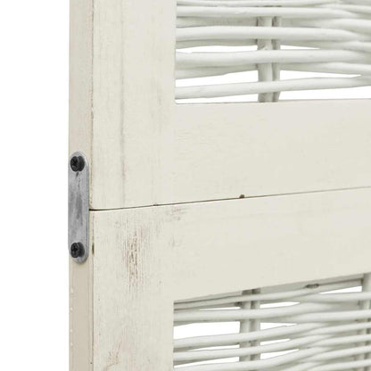 4-tlg. Raumteiler Weiß Massivholz Paulownia