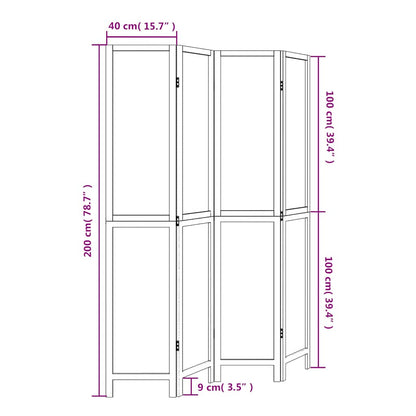 4-tlg. Raumteiler Weiß Massivholz Paulownia