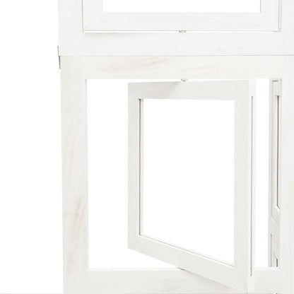 3-tlg. Raumteiler Weiß Massivholz Paulownia