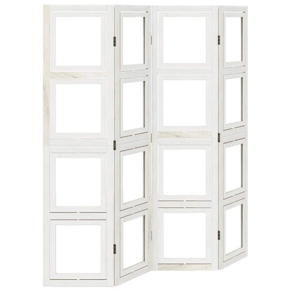 4-tlg. Raumteiler Weiß Massivholz Paulownia