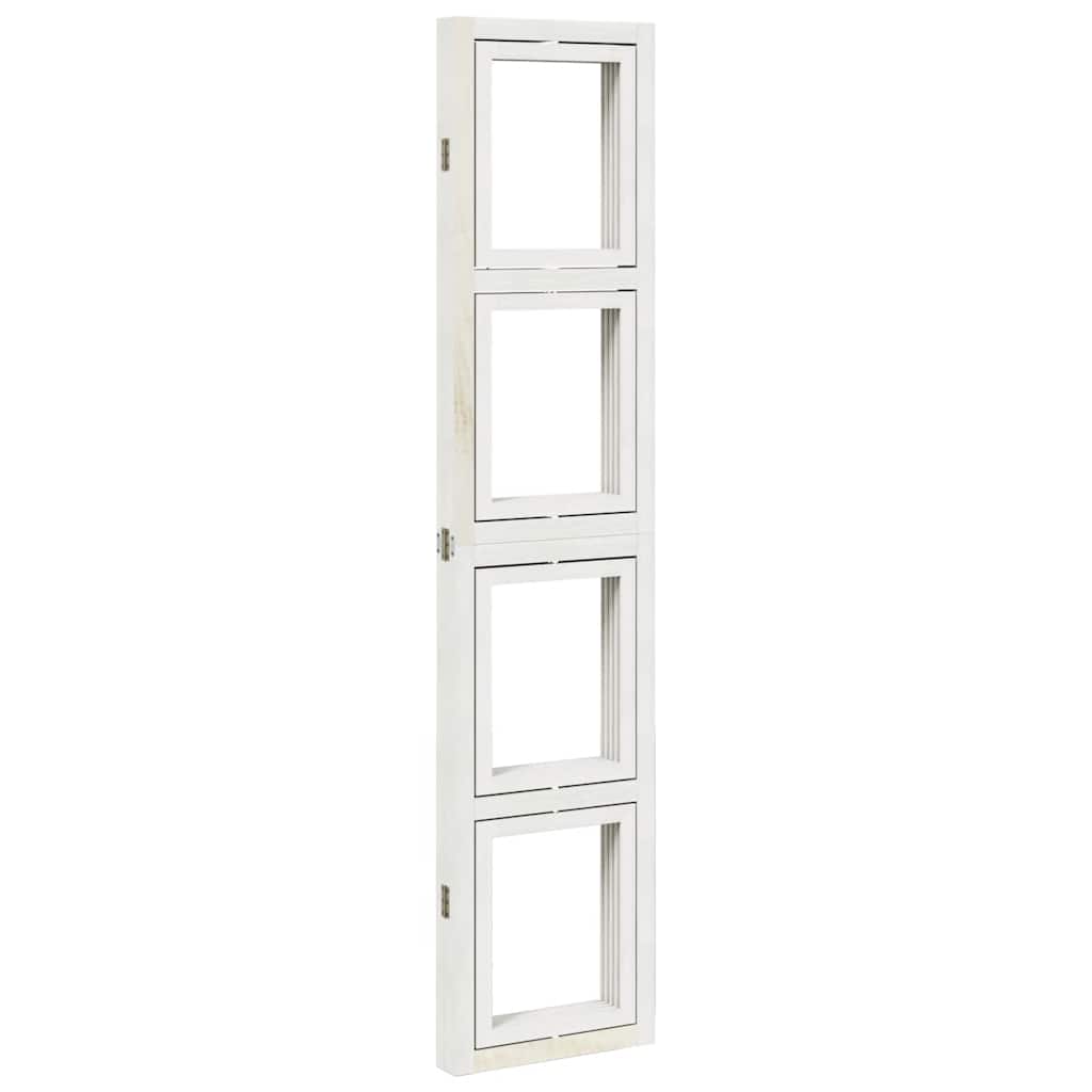 4-tlg. Raumteiler Weiß Massivholz Paulownia