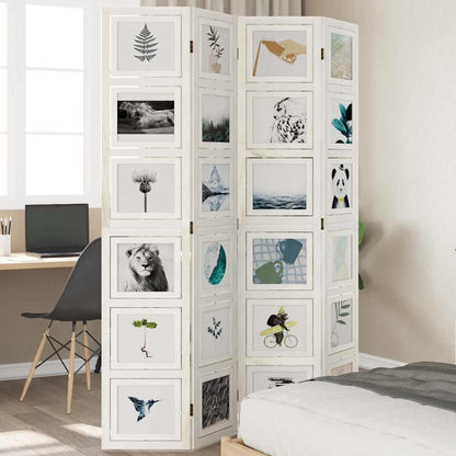 4-tlg. Raumteiler Weiß Massivholz Paulownia