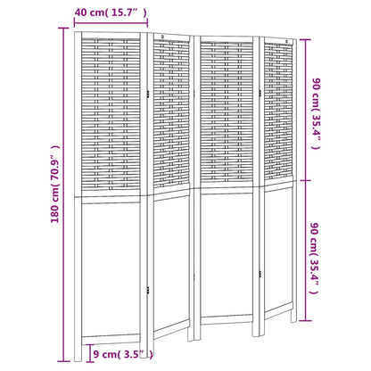 4-tlg. Raumteiler Dunkelbraun Massivholz Paulownia