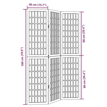 3-tlg. Raumteiler Weiß Massivholz Paulownia
