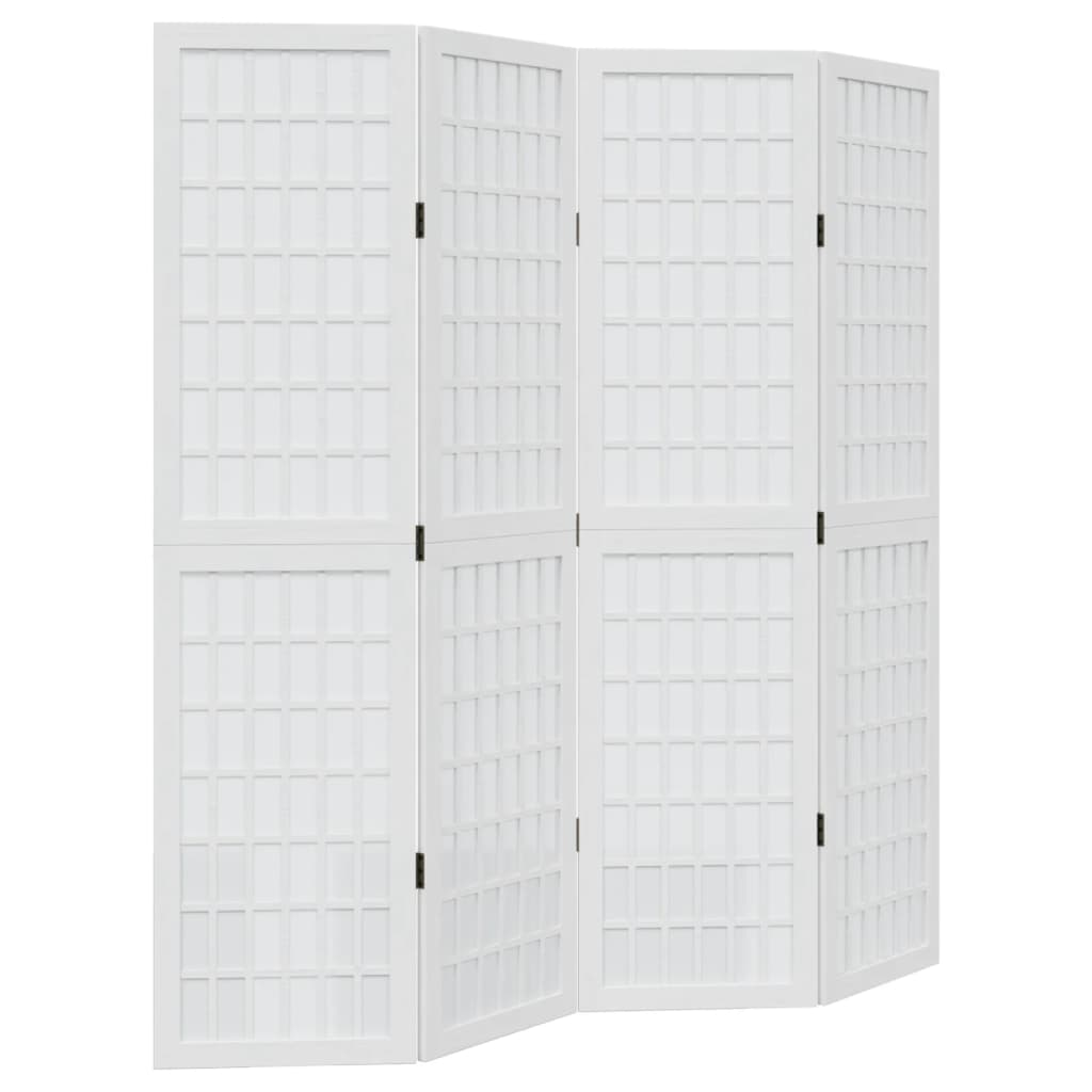 4-tlg. Raumteiler Weiß Massivholz Paulownia