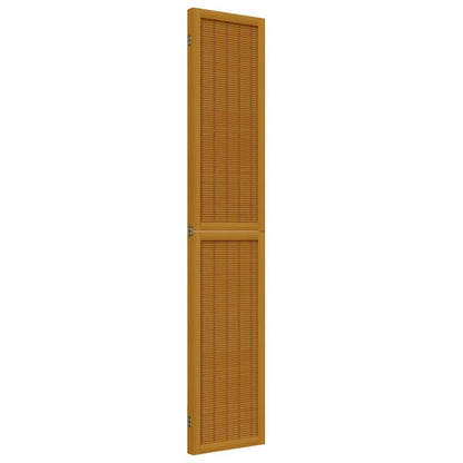 3-tlg. Raumteiler Braun Massivholz Paulownia