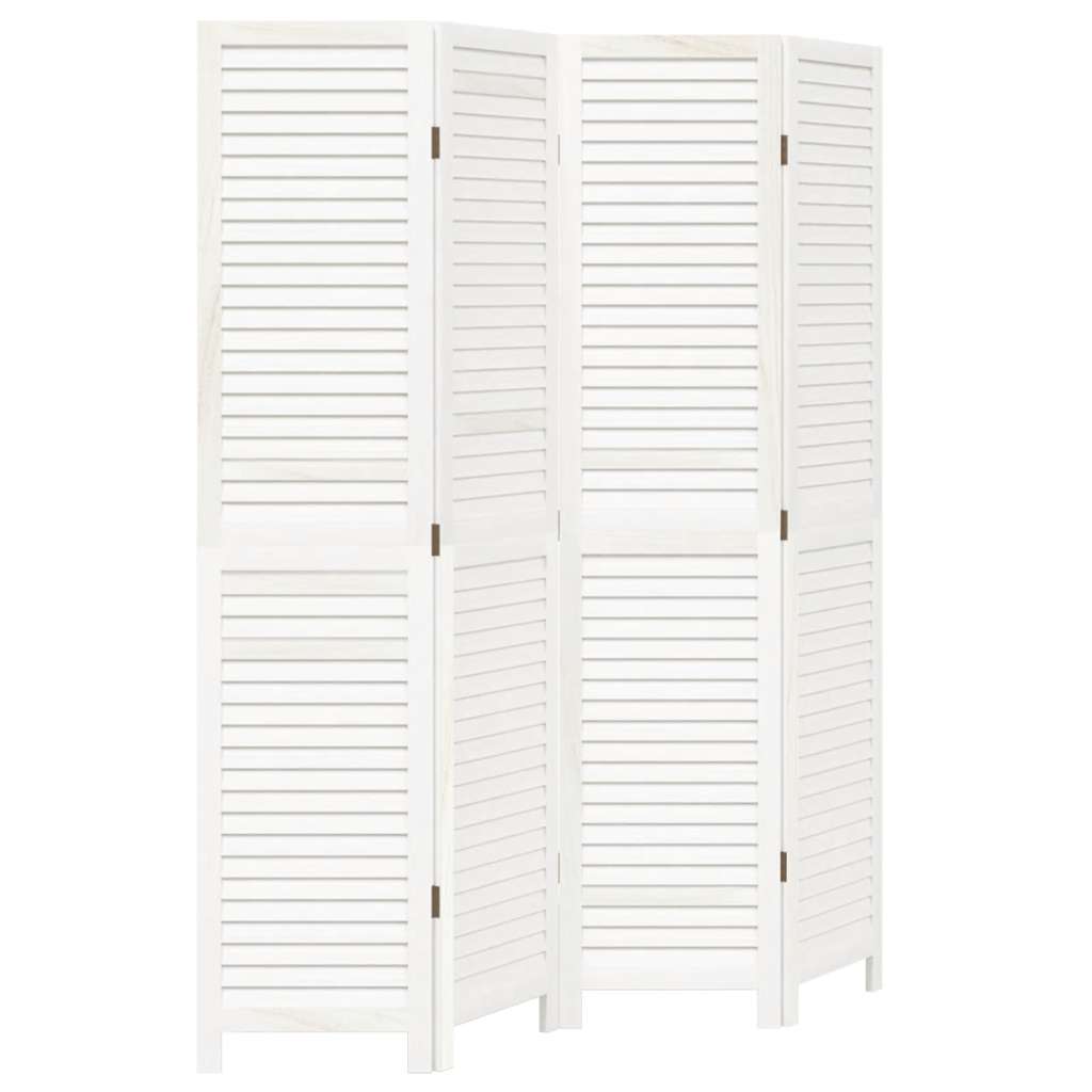 4-tlg. Raumteiler Weiß Massivholz Paulownia