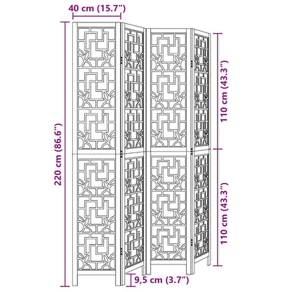 4-tlg. Raumteiler Braun Massivholz Paulownia