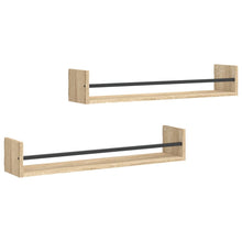 Wandregale mit Stangen 2 Stk. Sonoma-Eiche 80x16x14 cm