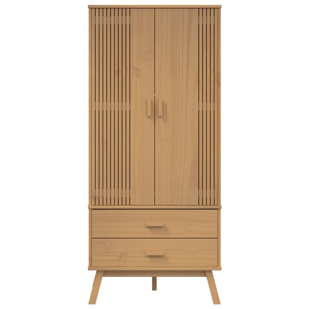 Kleiderschrank OLDEN Braun 76,5x53x172 cm Massivholz Kiefer