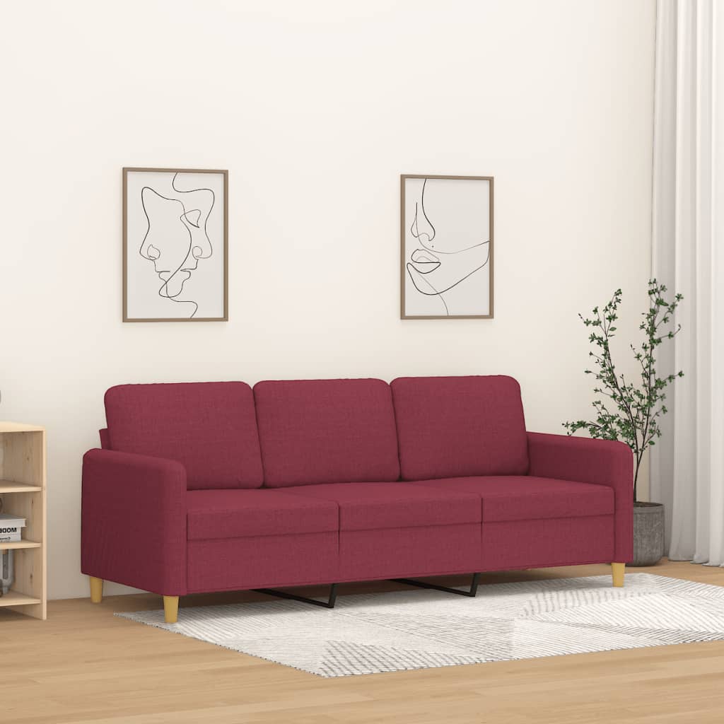 3-Sitzer-Sofa Weinrot 180 cm Stoff