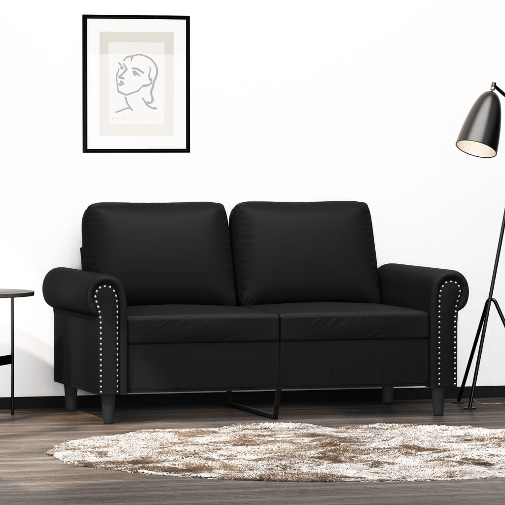 2-Sitzer-Sofa Schwarz 120 cm Kunstleder