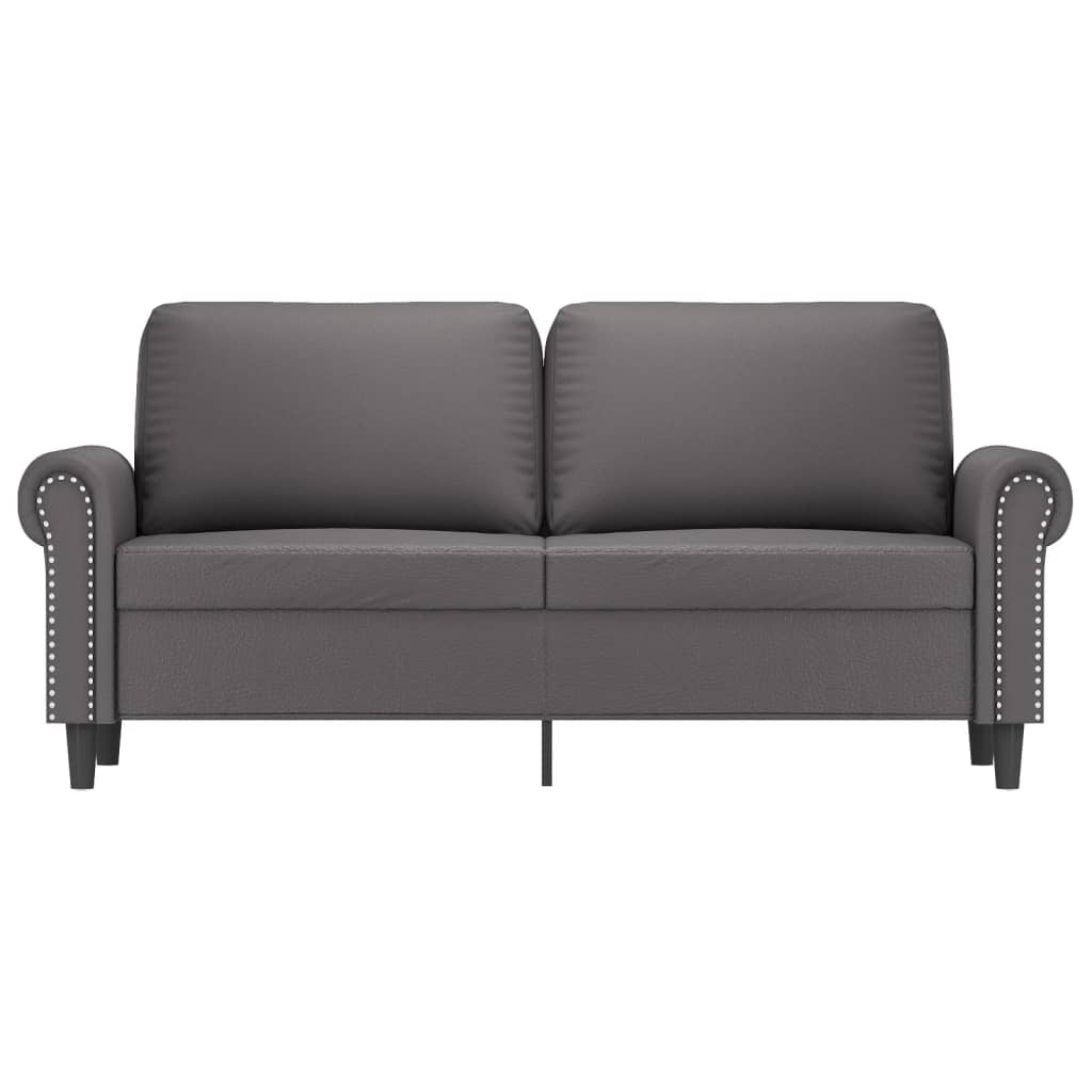 2-Sitzer-Sofa Grau 140 cm Kunstleder