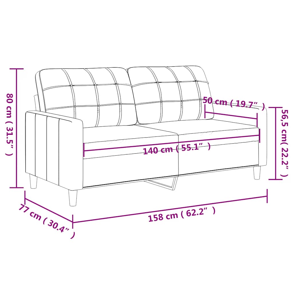 2-Sitzer-Sofa Dunkelgrau 140 cm Stoff