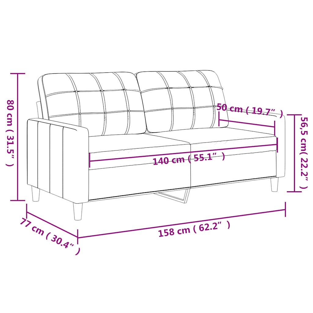 2-Sitzer-Sofa Cappuccino-Braun 140 cm Kunstleder