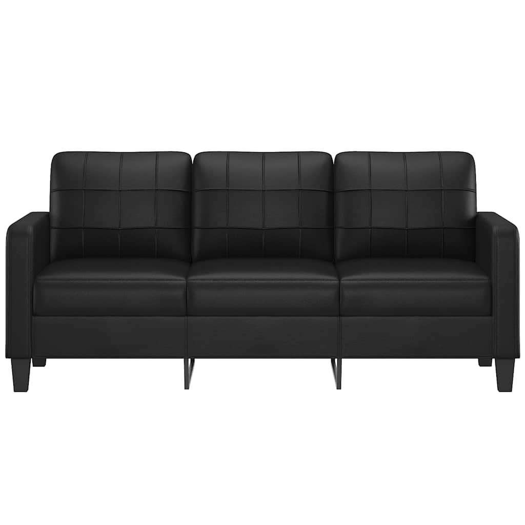 3-Sitzer-Sofa Schwarz 180 cm Kunstleder