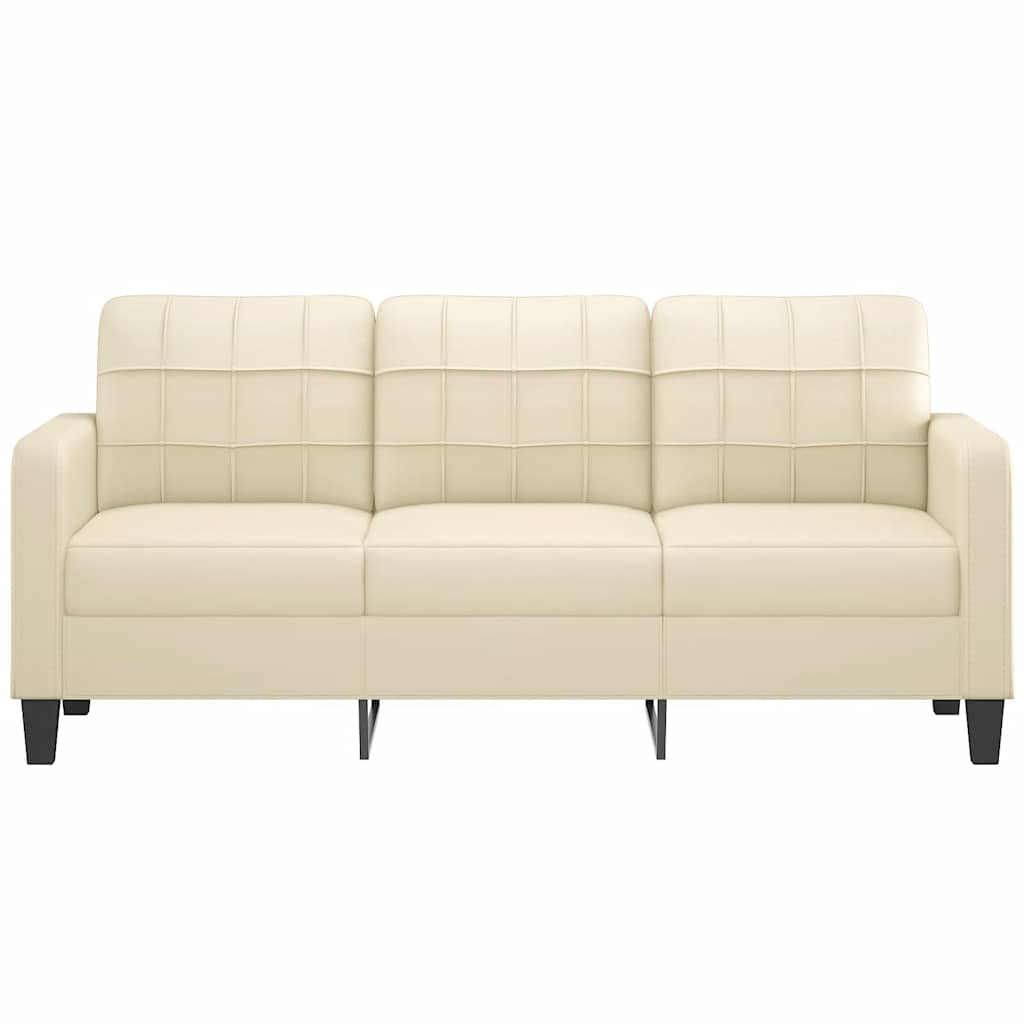 3-Sitzer-Sofa Creme 180 cm Kunstleder