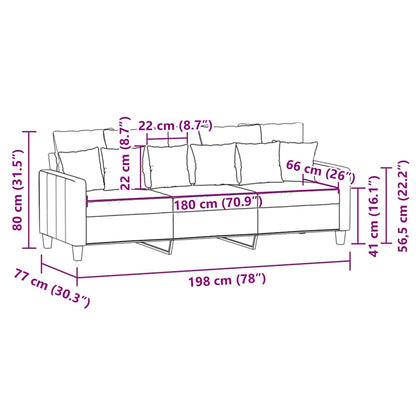 3-Sitzer-Sofa Schwarz 180 cm Stoff