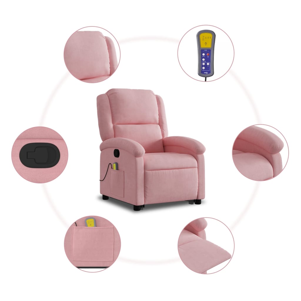 Massagesessel mit Aufstehhilfe Rosa Samt