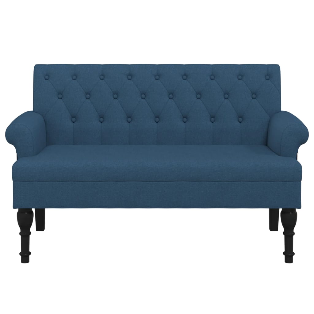 Sitzbank mit Rückenlehne Blau 120x62x75,5 cm Stoff