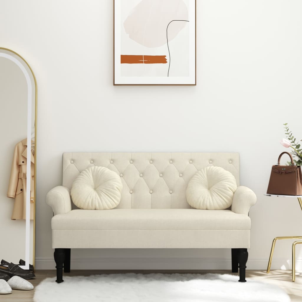 Sitzbank mit Rückenlehne 120x62x75,5 cm Leinen