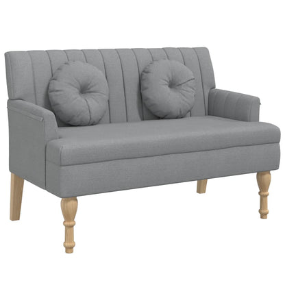 Sitzbank mit Kissen Hellgrau 113x64,5x75,5 cm Stoff