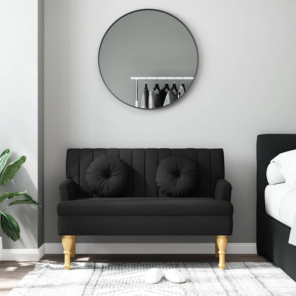 Sitzbank mit Kissen Schwarz 113x64,5x75,5 cm Stoff