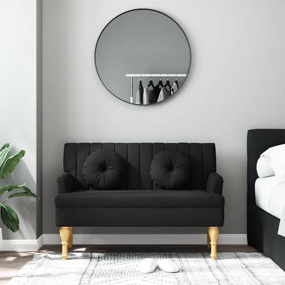 Sitzbank mit Kissen Schwarz 113x64,5x75,5 cm Stoff