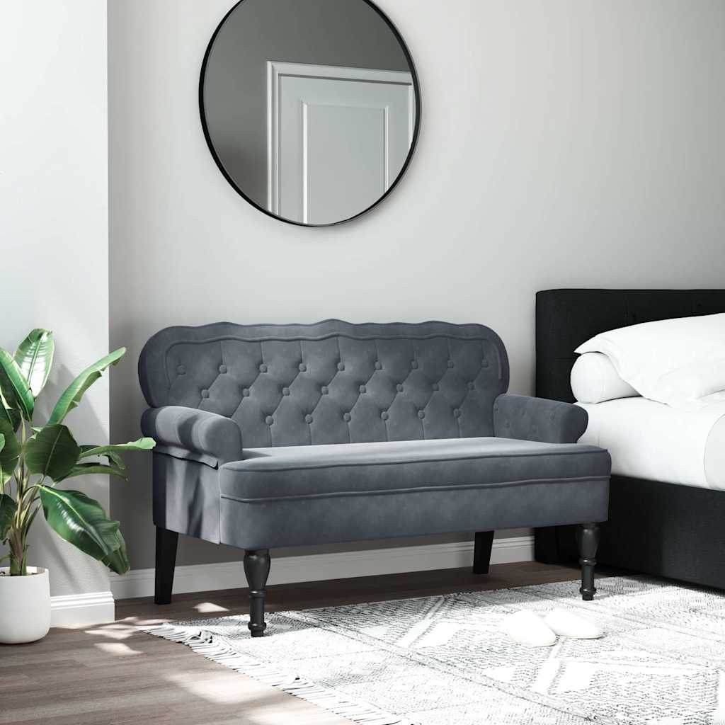 Sitzbank mit Rückenlehne Dunkelgrau 119,5x64,5x75 cm Samt