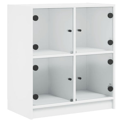Beistellschrank mit Glastüren Weiß 68x37x75,5 cm