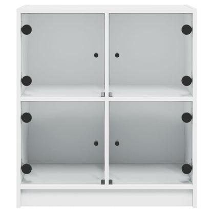 Beistellschrank mit Glastüren Weiß 68x37x75,5 cm