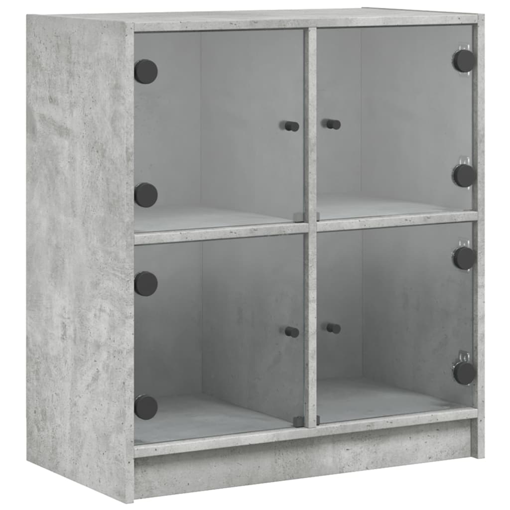 Beistellschrank mit Glastüren Betongrau 68x37x75,5 cm
