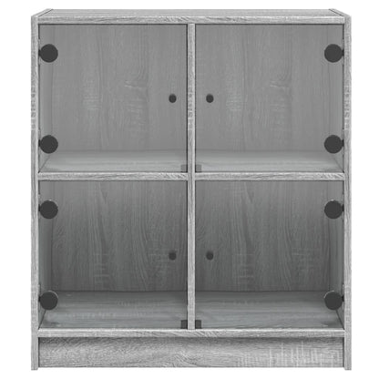 Beistellschrank mit Glastüren Grau Sonoma 68x37x75,5 cm