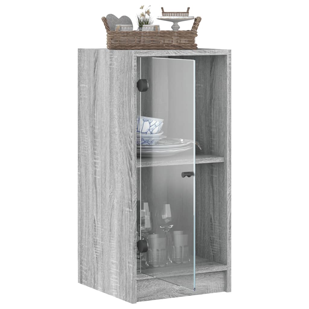 Beistellschrank mit Glastüren Grau Sonoma 35x37x75,5 cm