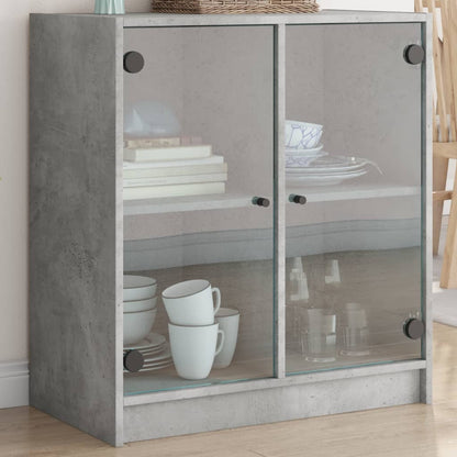 Beistellschrank mit Glastüren Betongrau 68x37x75,5 cm