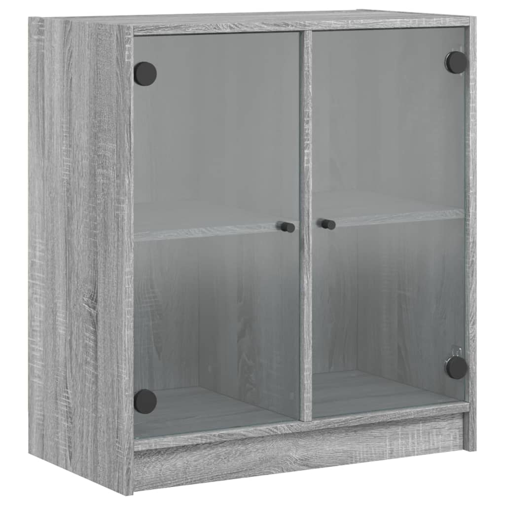 Beistellschrank mit Glastüren Grau Sonoma 68x37x75,5 cm