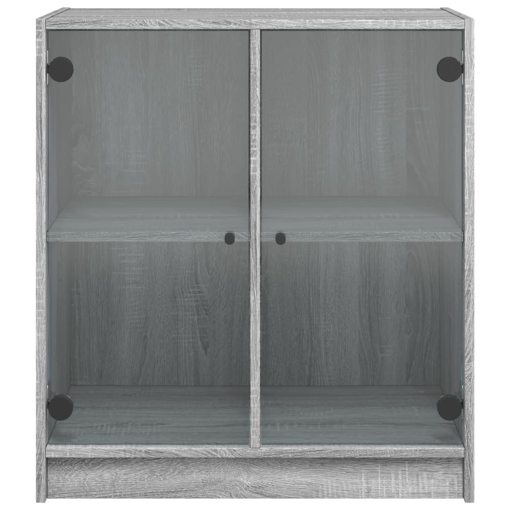 Beistellschrank mit Glastüren Grau Sonoma 68x37x75,5 cm