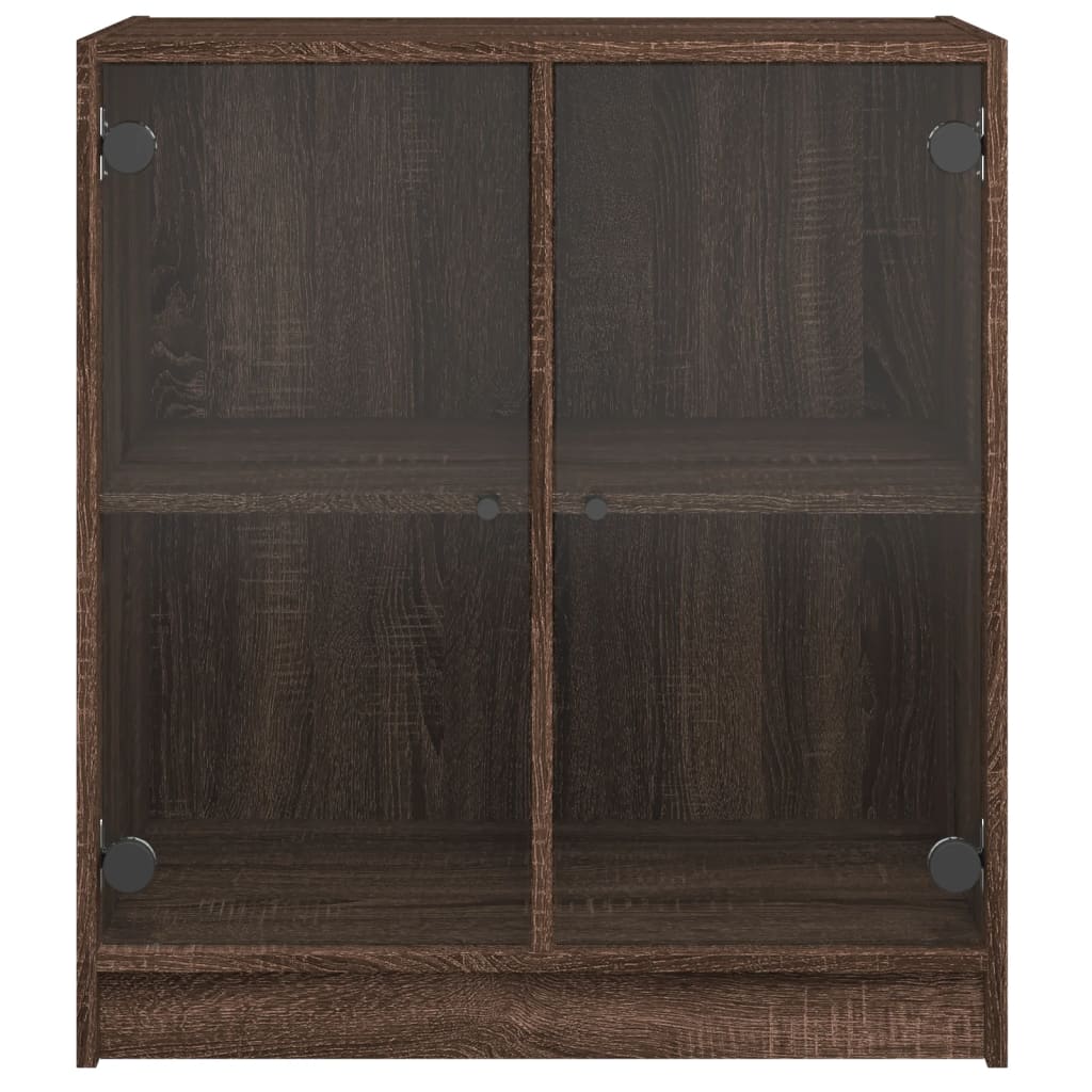 Beistellschrank mit Glastüren Braun Eichen-Optik 68x37x75,5 cm