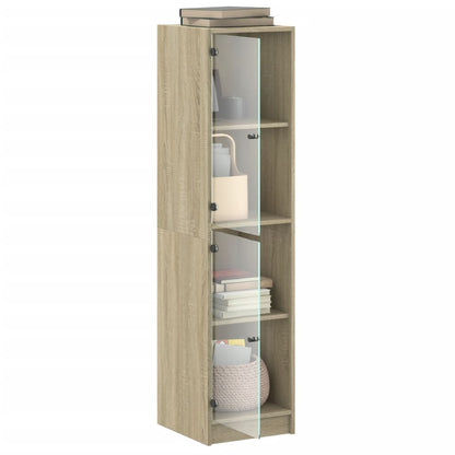 Highboard mit Glastüren Sonoma-Eiche 35x37x142 cm