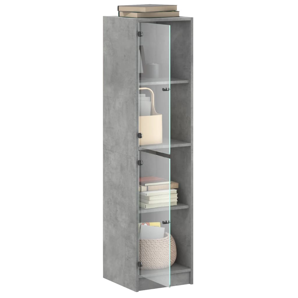 Highboard mit Glastüren Betongrau 35x37x142 cm