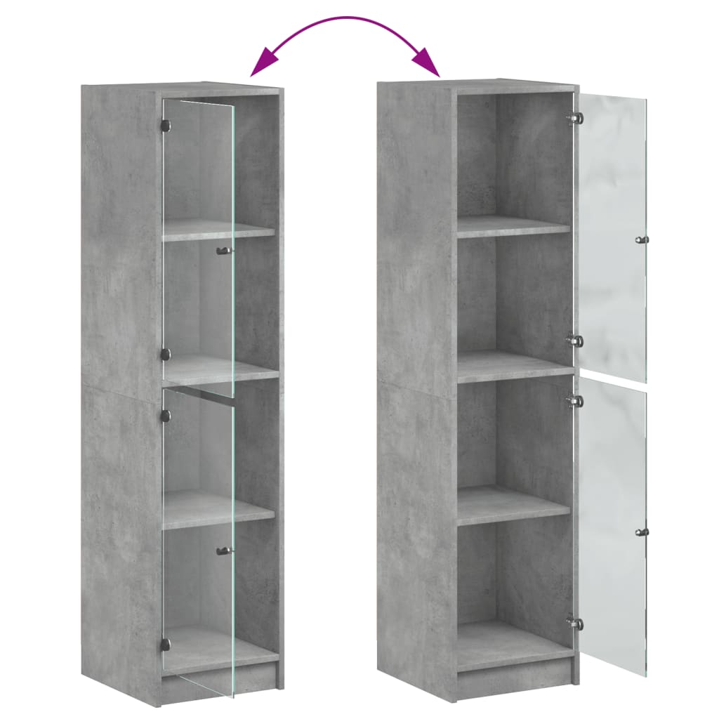 Highboard mit Glastüren Betongrau 35x37x142 cm