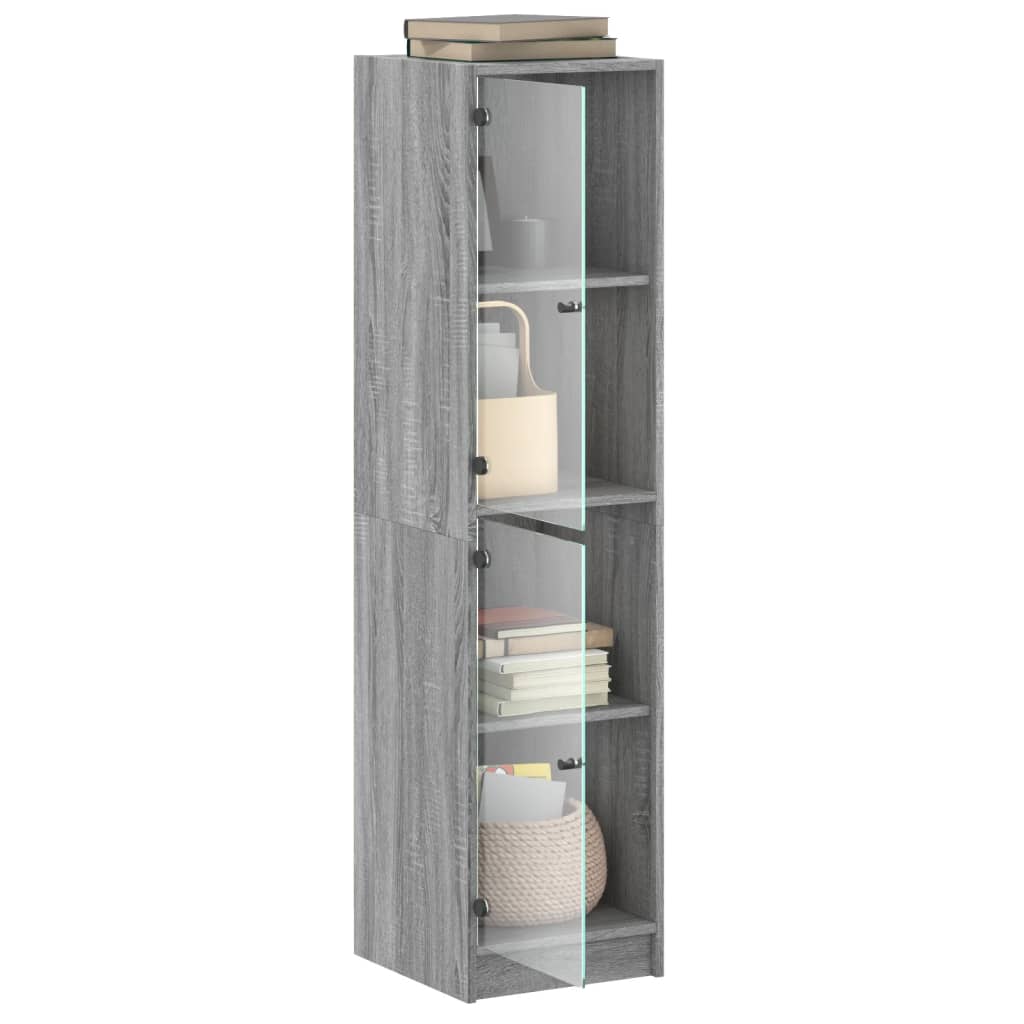 Highboard mit Glastüren Grau Sonoma 35x37x142 cm