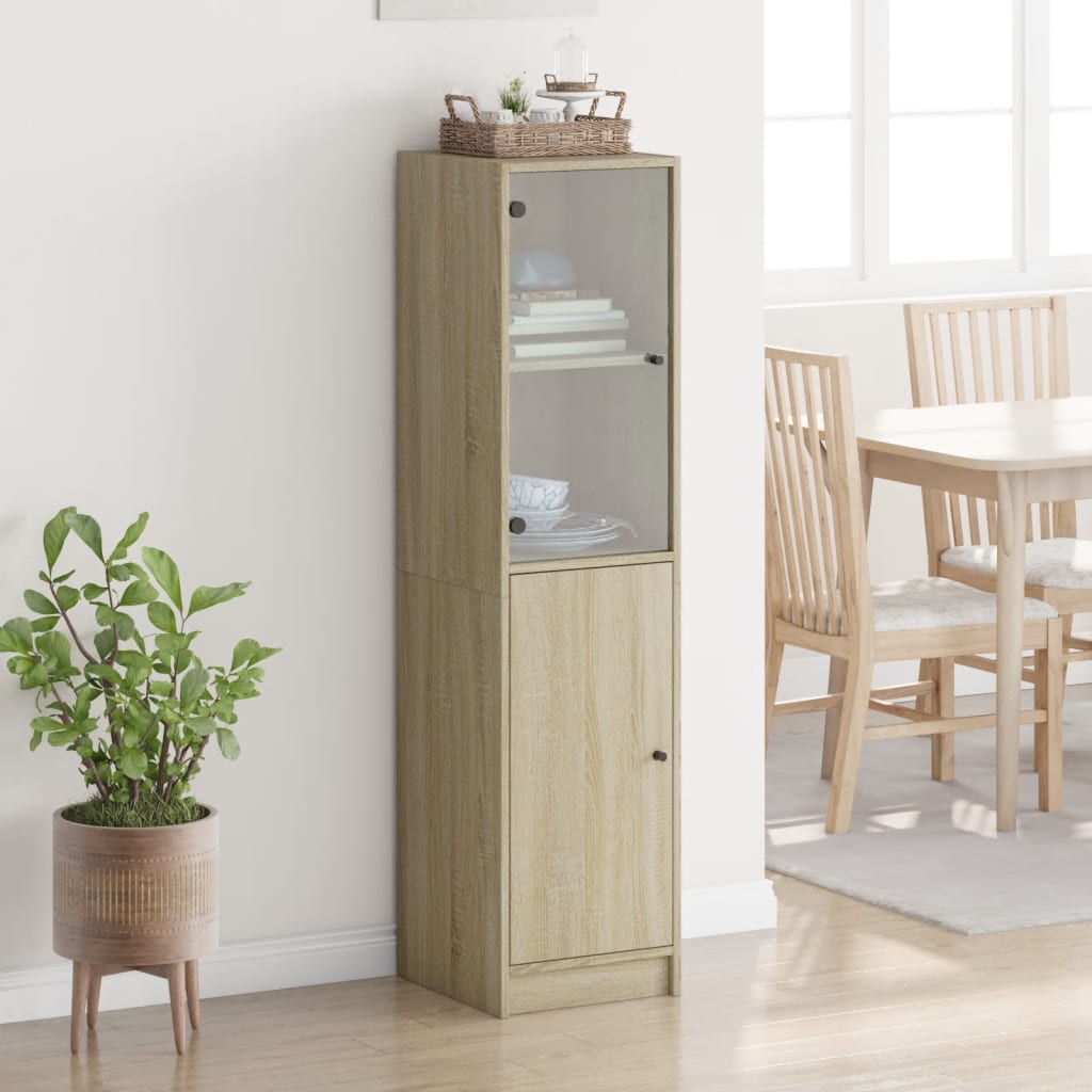 Highboard mit Glastür Sonoma-Eiche 35x37x142 cm