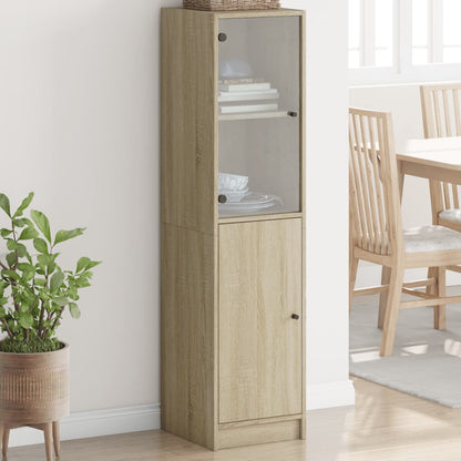 Highboard mit Glastür Sonoma-Eiche 35x37x142 cm