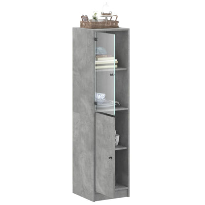 Highboard mit Glastür Betongrau 35x37x142 cm