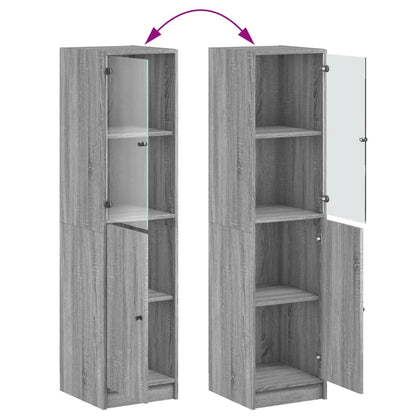 Highboard mit Glastür Grau Sonoma 35x37x142 cm